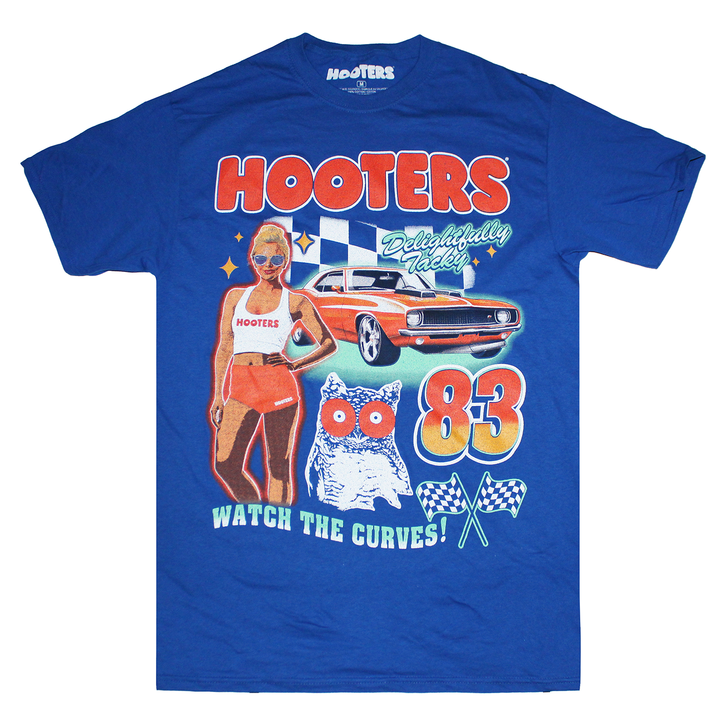 HOOTERS WATCH THE CURVES TEE BLUE