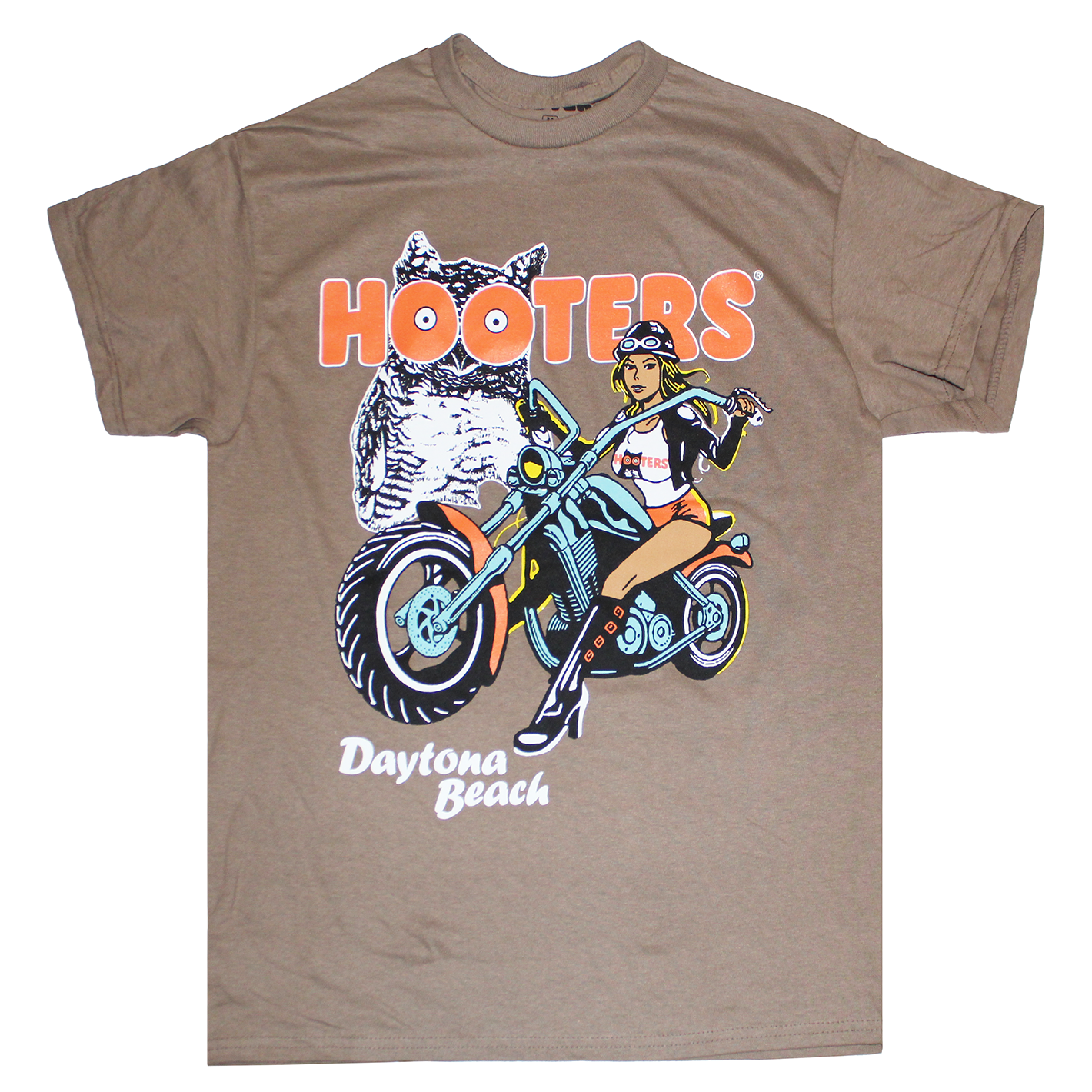 HOOTERS MOTORCYCLE TEE LIGHT BROWN