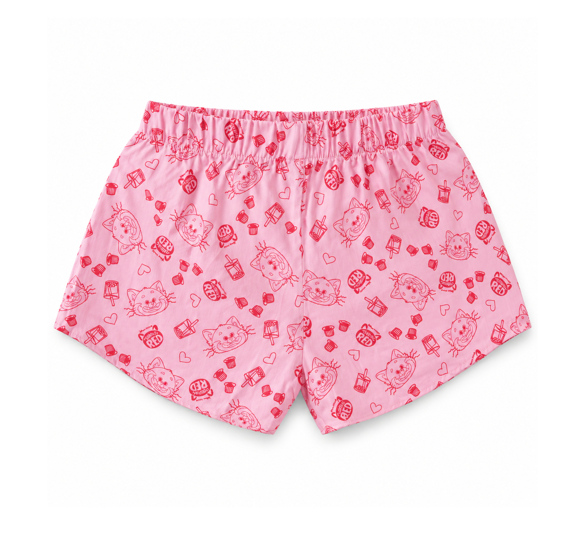 JUNIORS DISNEY TURNING RED PAJAMA SHORTS PINK