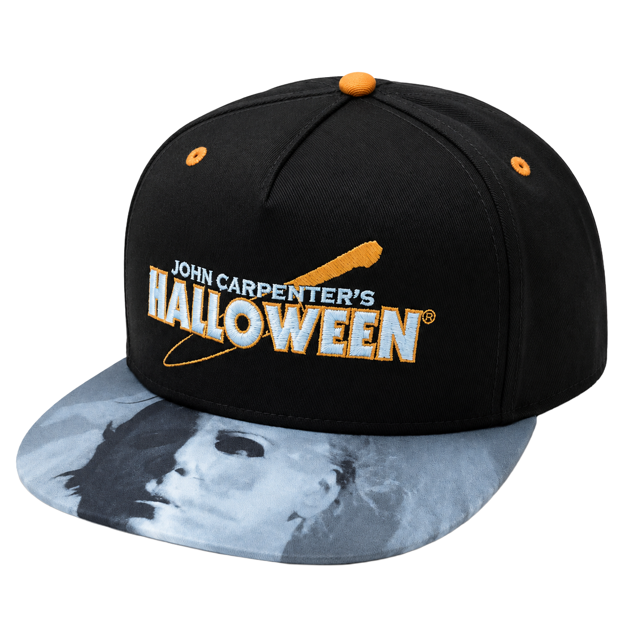 HALLOWEEN JOHN CARPENTER FACES SNAPBACK HAT BLACK