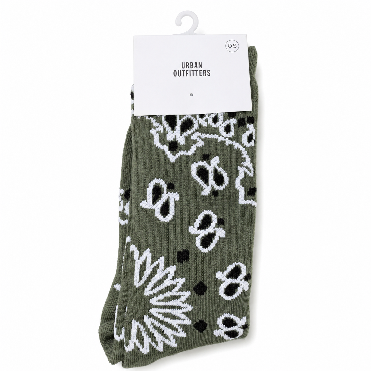 URBAN OUTFITTERS PAISLEY BANDANA SOCKS SAGE