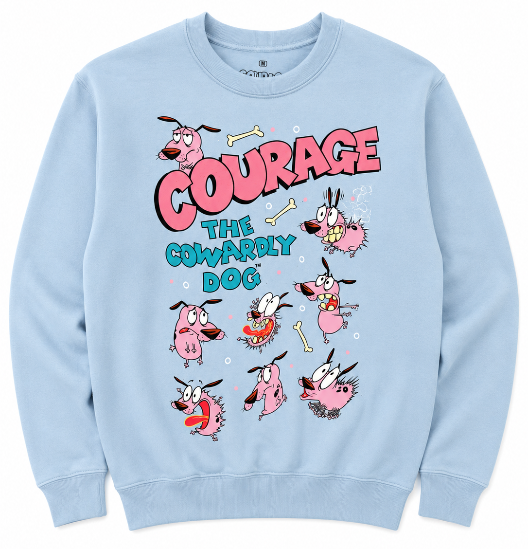 COURAGE THE COWARDLY DOG EMOTIONS CHART AD CREWNECK LT. BLUE