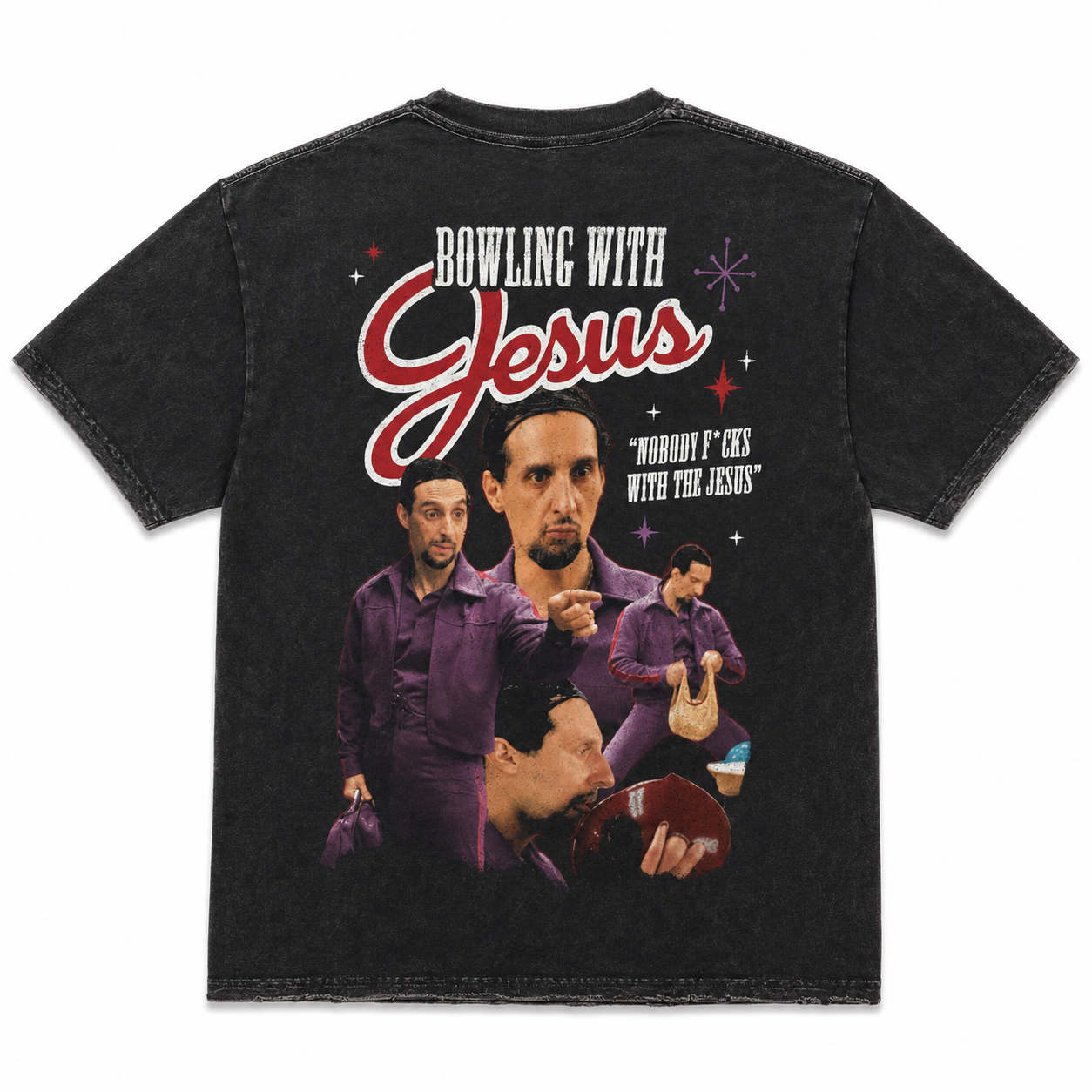 THE BIG LEBOWSKI BOWLING WITH JESUS T-SHIRT GREY
