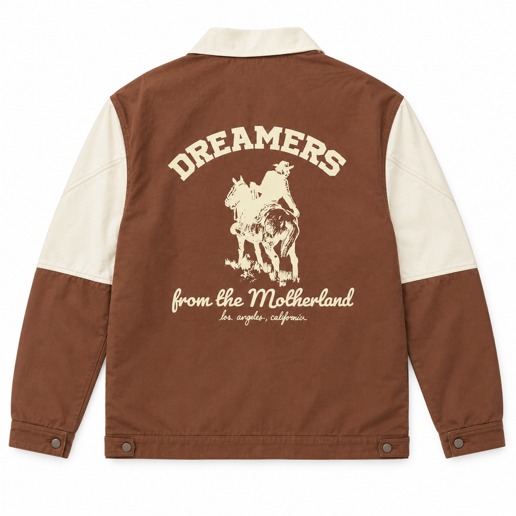 WISH ME LUCK DREAMERS WORKMAN JACKET BROWN/CREAM