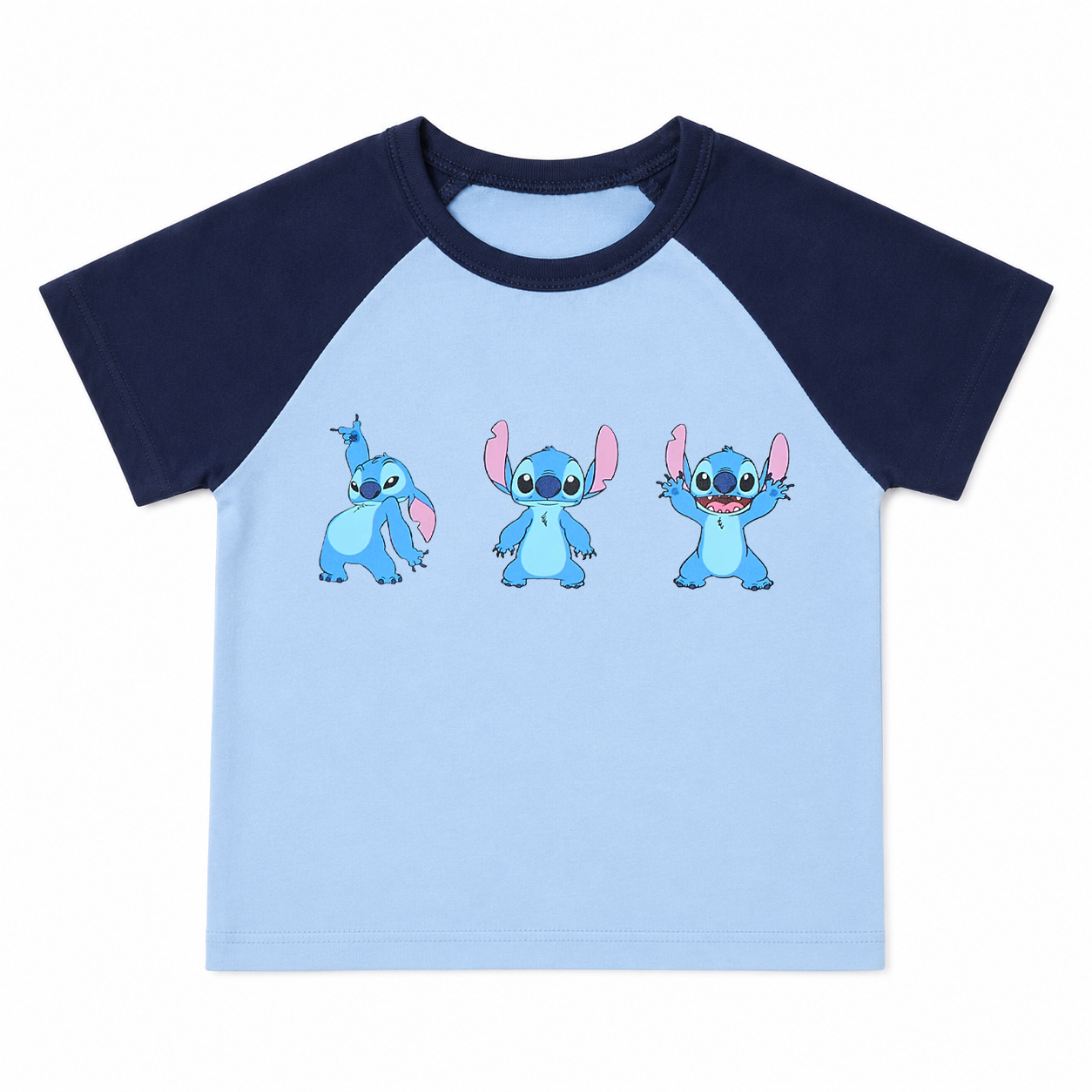 YOUTH GIRLS DISNEY STITCH RAGLAN T-SHIRT BLUE/NAVY
