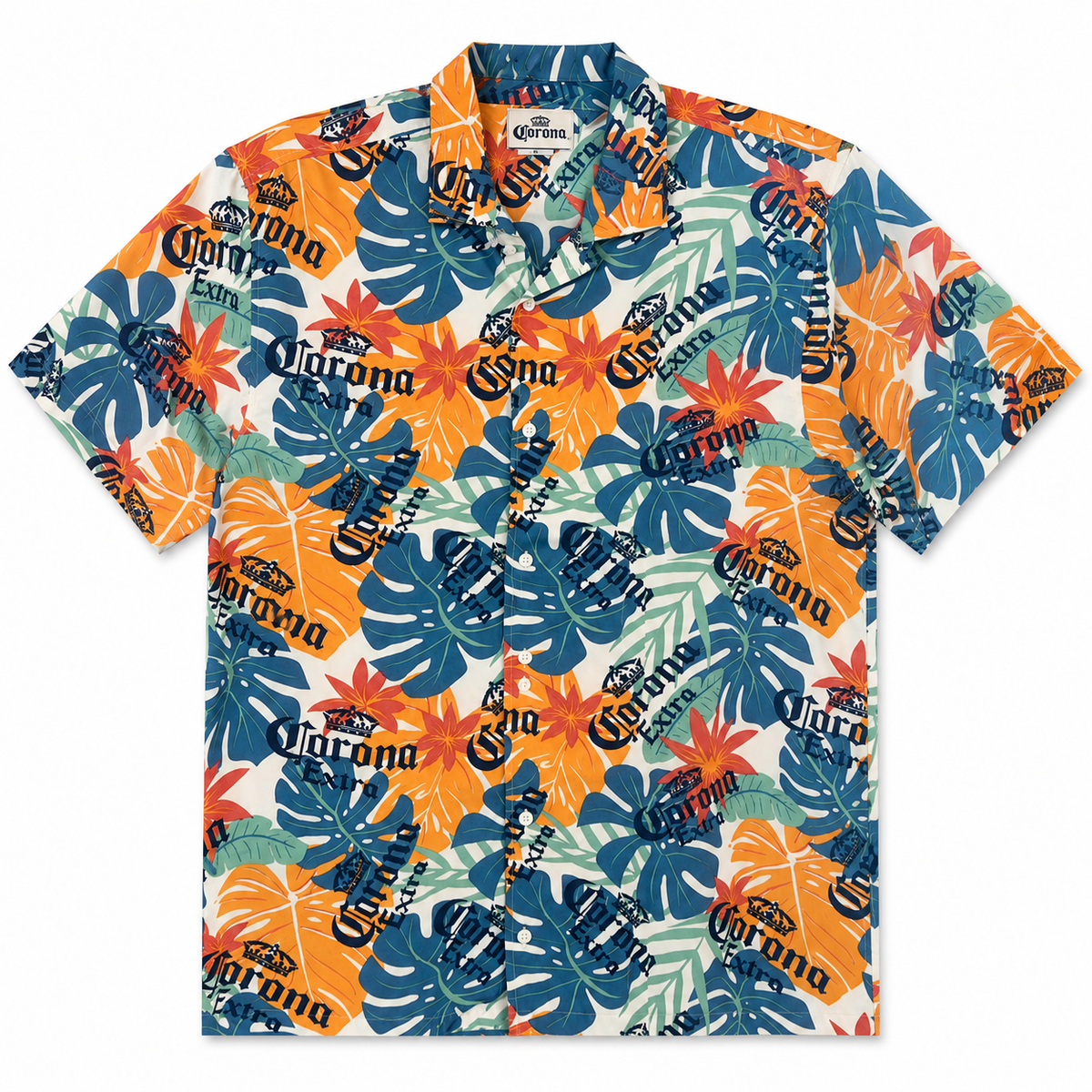 CORONA BEER TROPICAL BUTTON-DOWN SHIRT MULTI