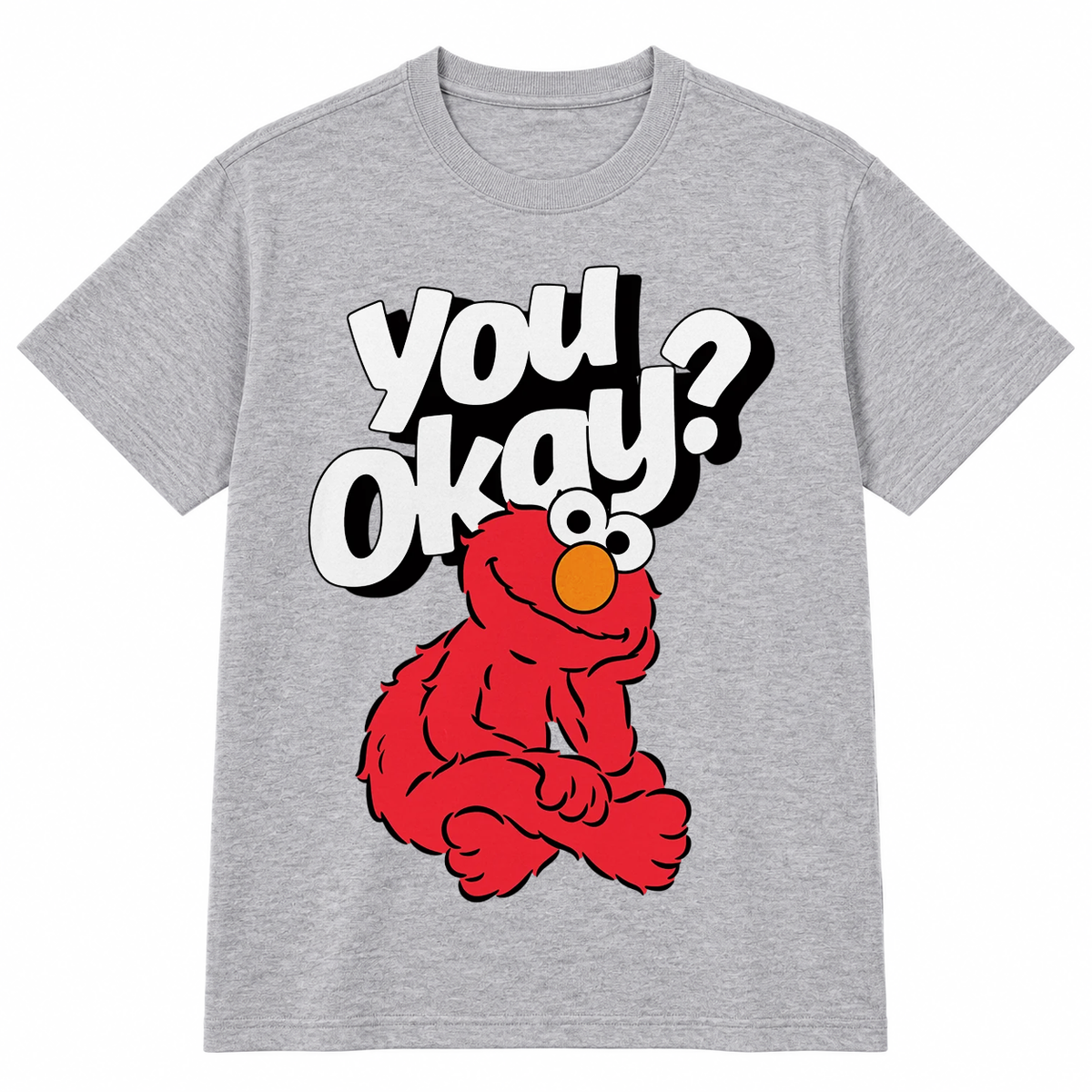 SESAME STREET ELMO YOU OKAY T-SHIRT HTR GREY