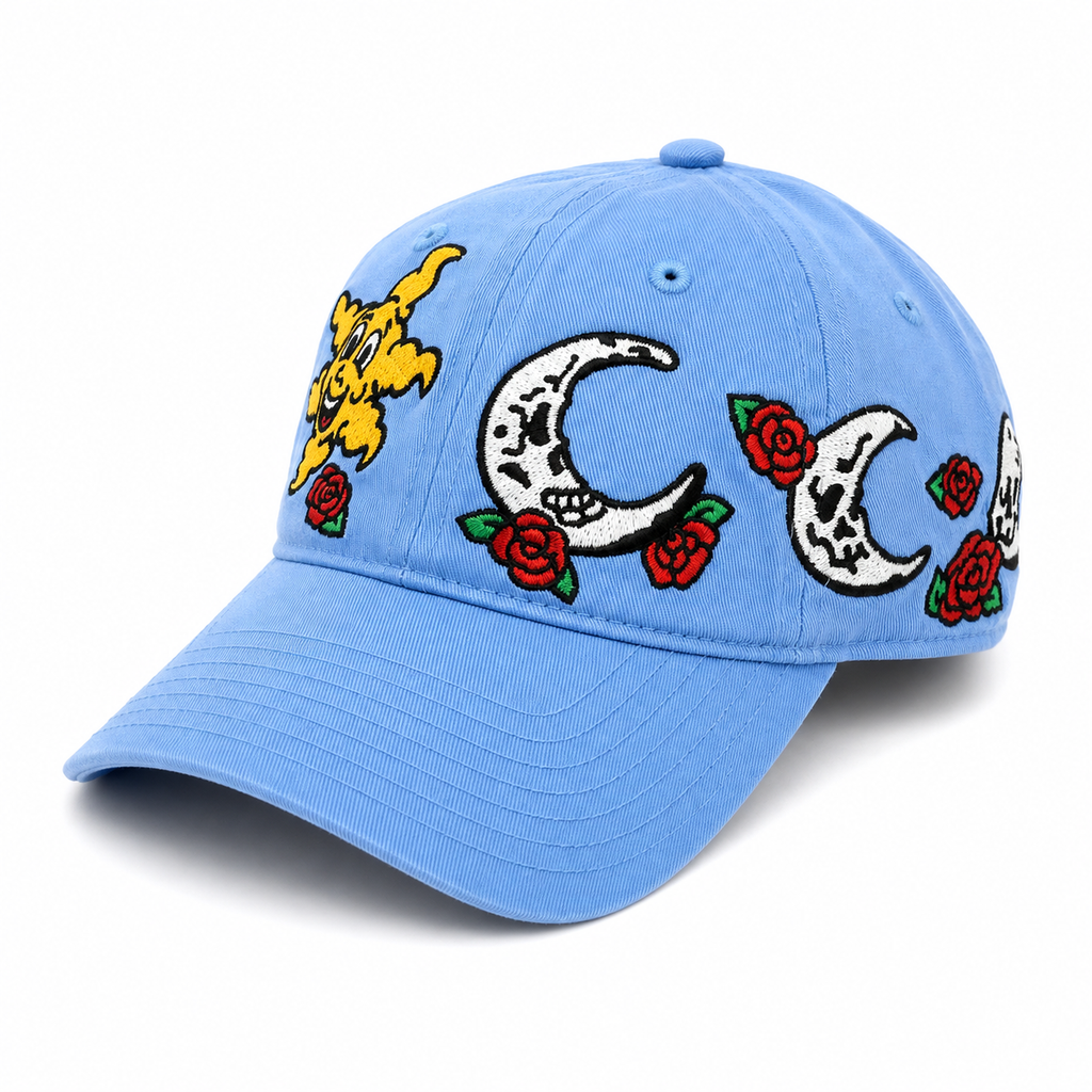 ROSEY SUN & MOONS STRAPBACK HAT LT BLUE