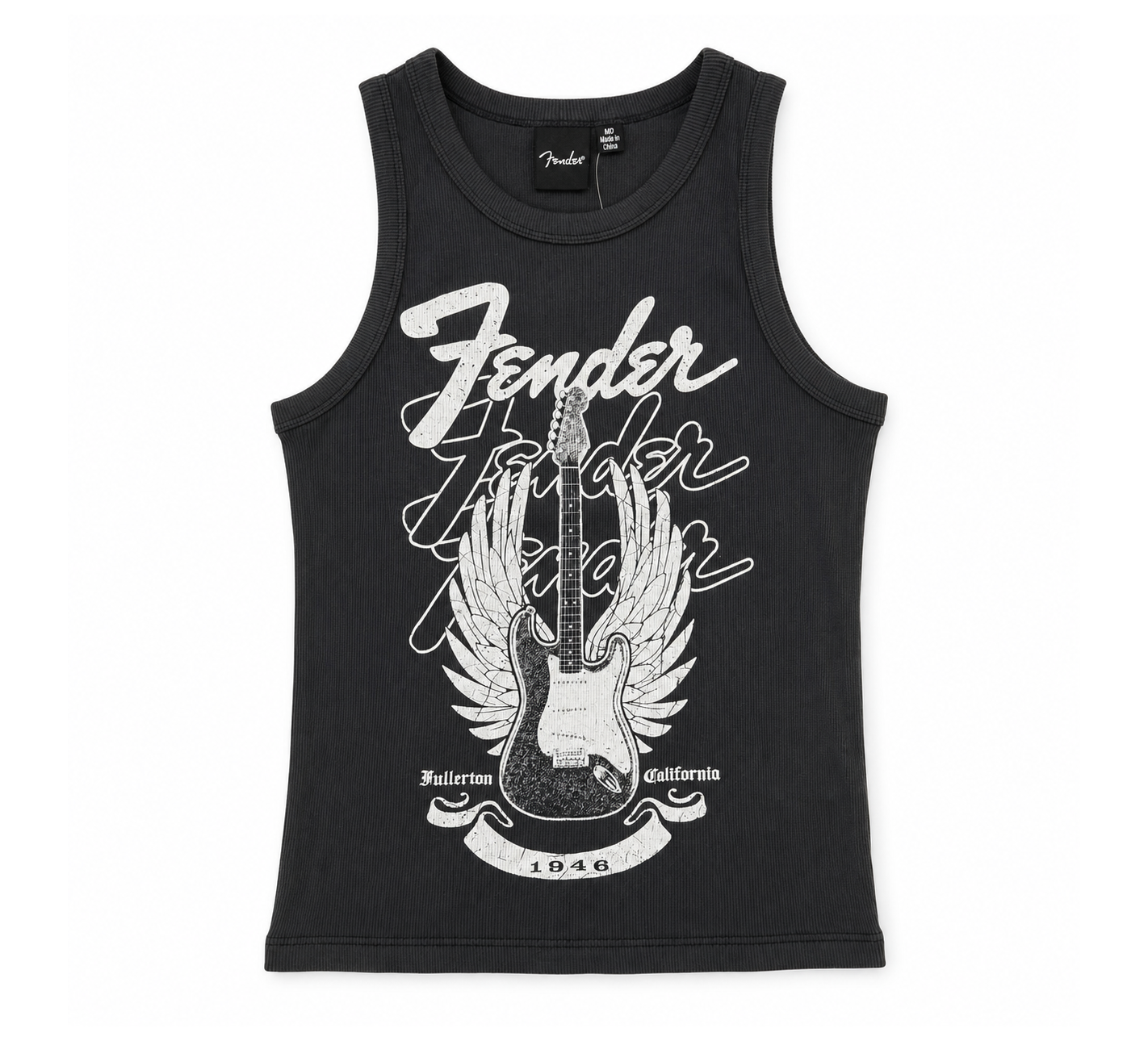 JUNIOR'S FENDER MUSCLE TANK TOP BLACK