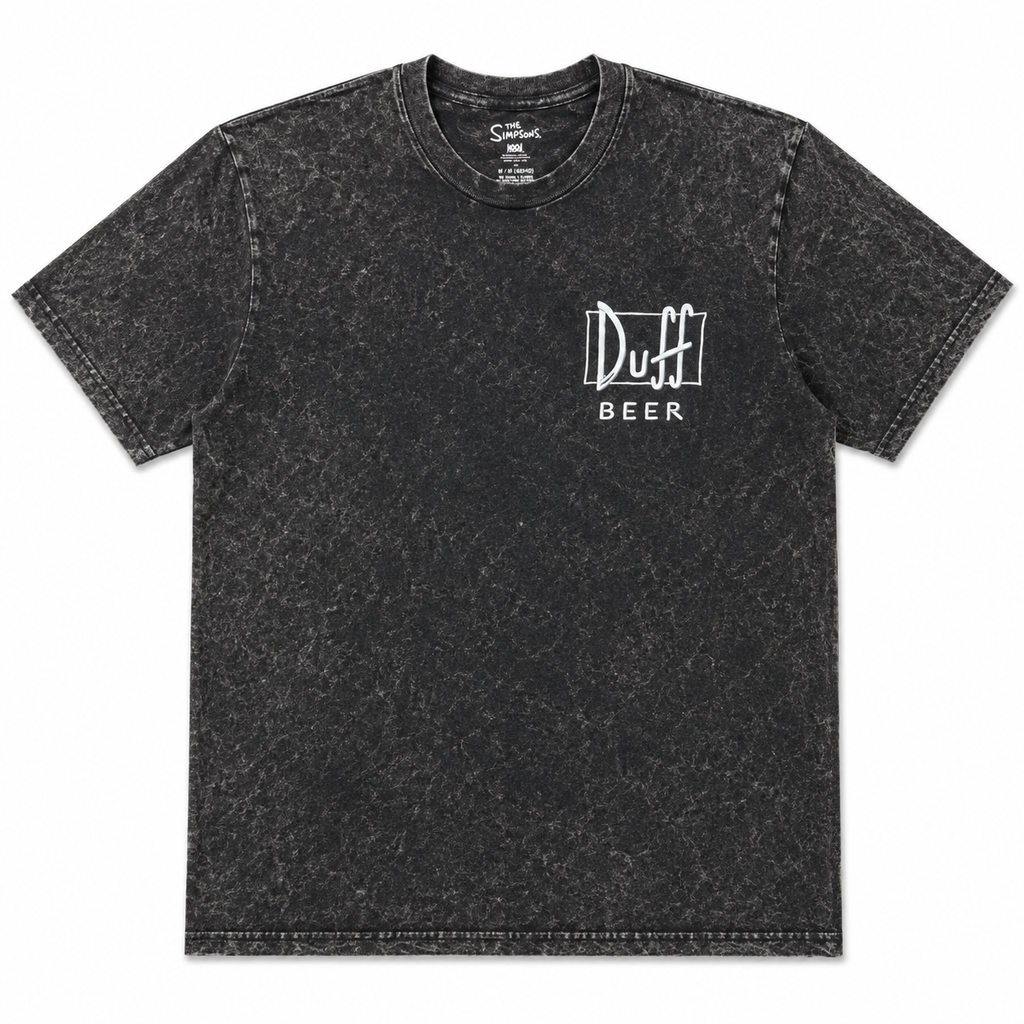 THE SIMPSONS DUFF BEER T-SHIRT BLACK MINERAL WASH