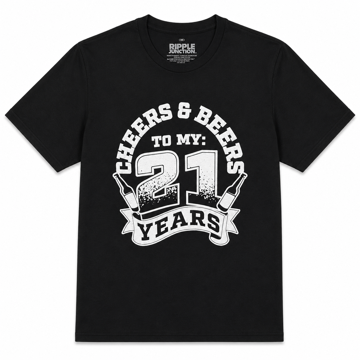 CHEERS & BEERS TO 21 T-SHIRT BLACK