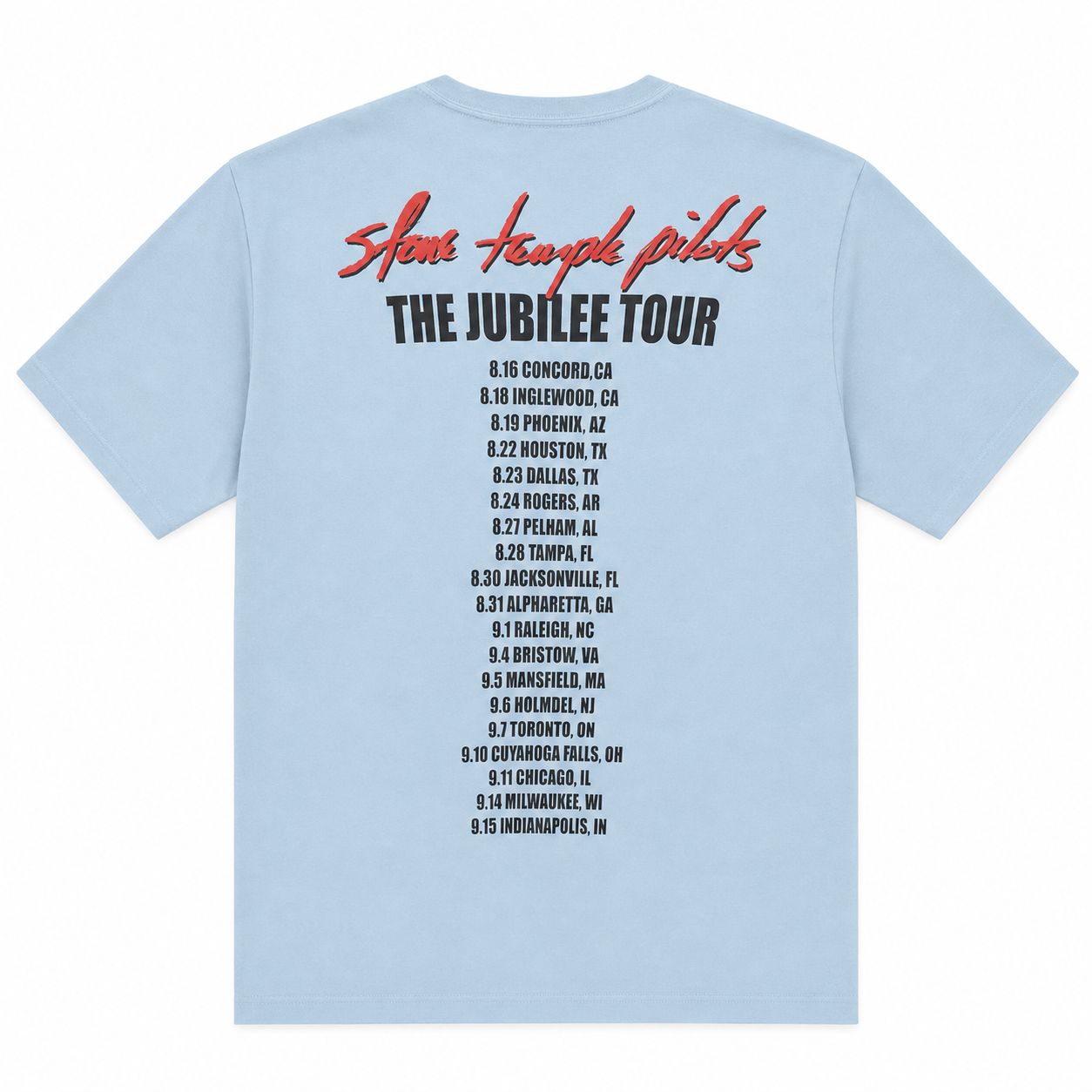 STONE TEMPLE PILOTS JUBILEE TOUR T-SHIRT LT BLUE