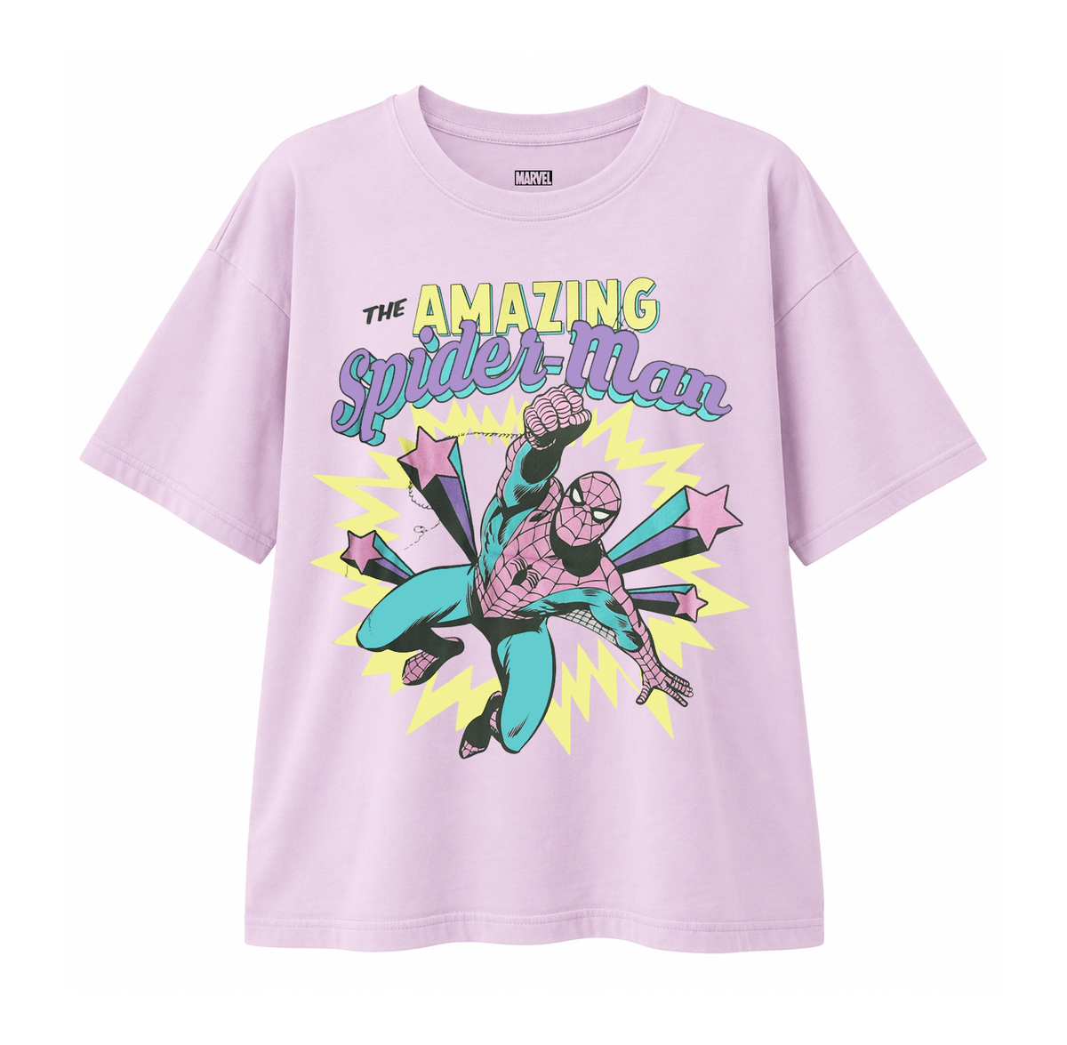 JUNIORS MARVEL AMAZING SPIDERMAN T-SHIRT LAVENDER