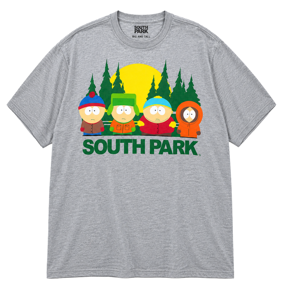 SOUTH PARK CHARACTERS BIG & TALL T-SHIRT HTR GREY