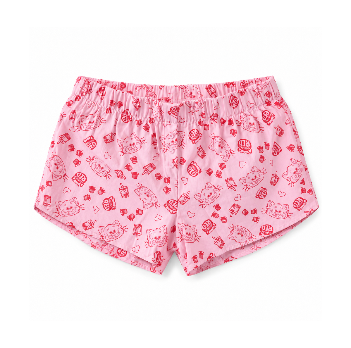JUNIORS DISNEY TURNING RED PAJAMA SHORTS PINK