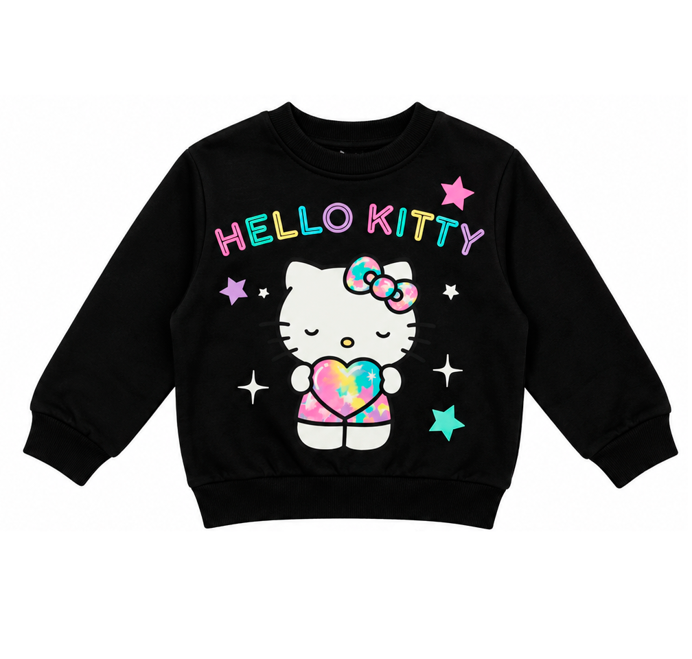 GIRLS HELLO KITTY SHINE CREWNECK BLACK