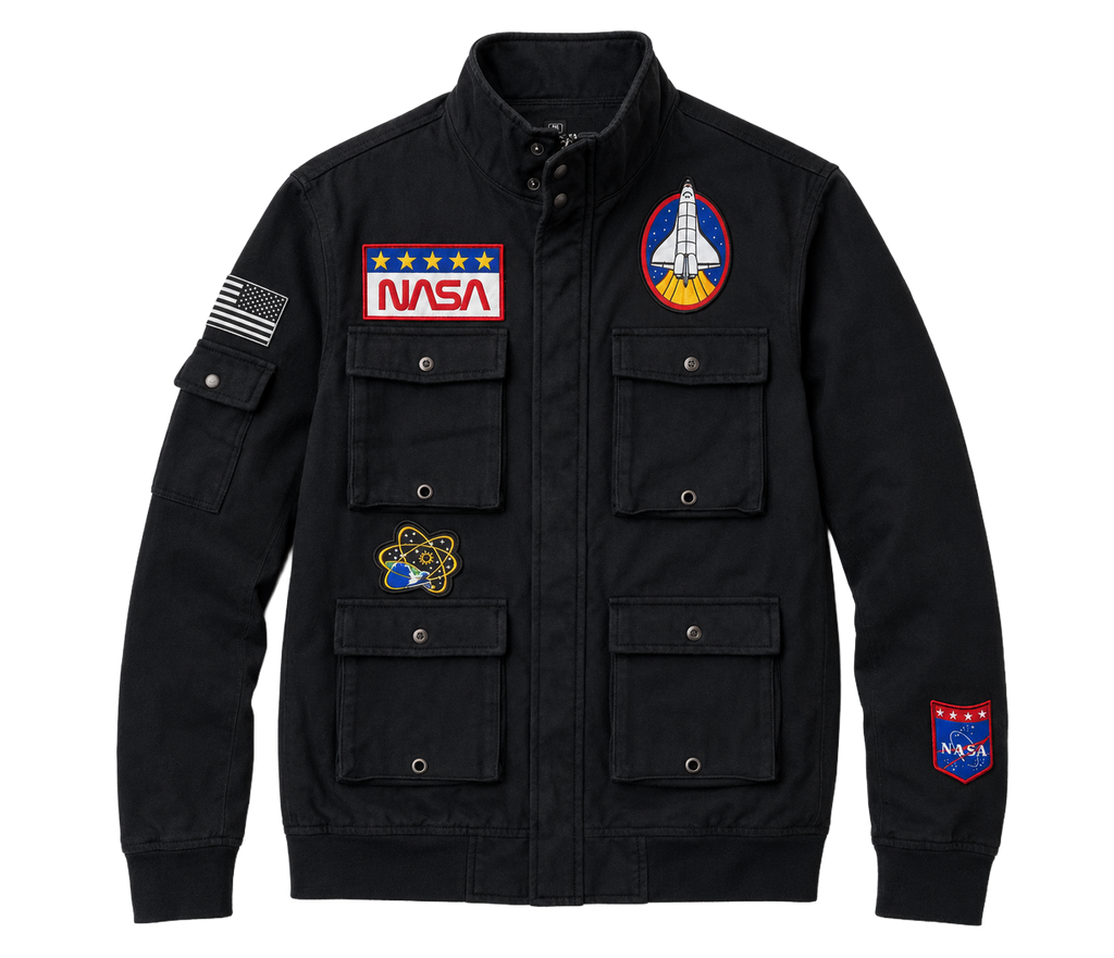 NASA LOGO MILITARY CARGO JACKET BLACK NZAZ2945