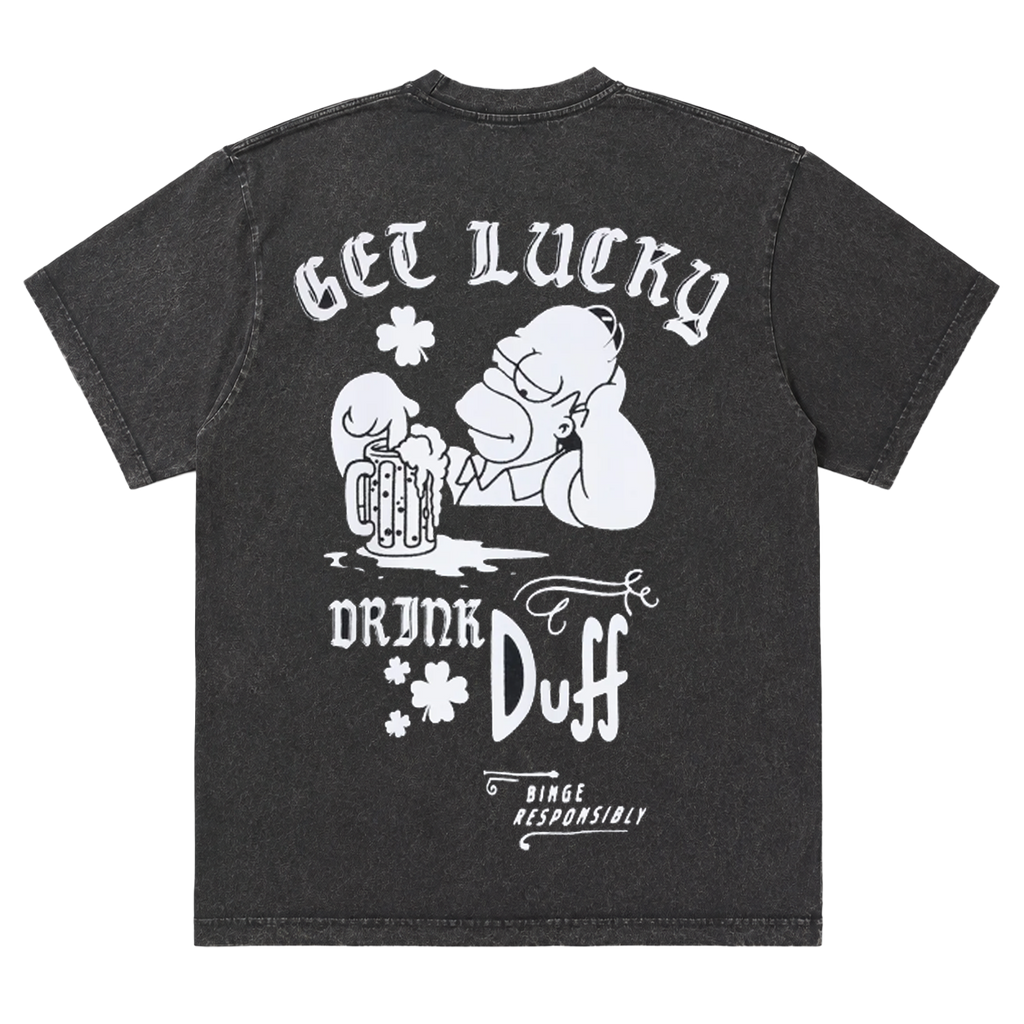 THE SIMPSONS DUFF BEER T-SHIRT BLACK MINERAL WASH