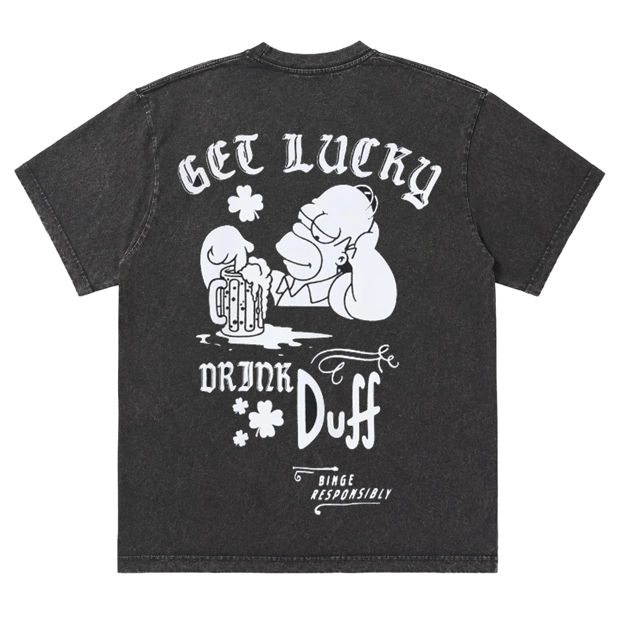 THE SIMPSONS DUFF BEER T-SHIRT BLACK MINERAL WASH
