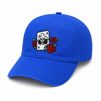 JESTER ACE WITH ROSES STRAPBACK HAT ROYAL BLUE
