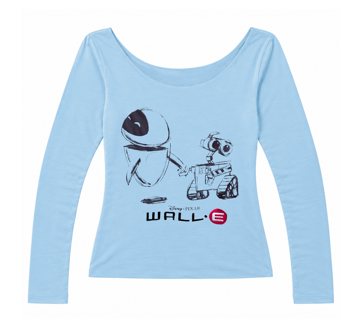 JUNIORS DISNEY WALL-E CUT-OFF L/S SHIRT LT BLUE