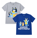 MEN'S BLUEY PARTY DOG 2-PACK T-SHIRTS NAVY/ GREY