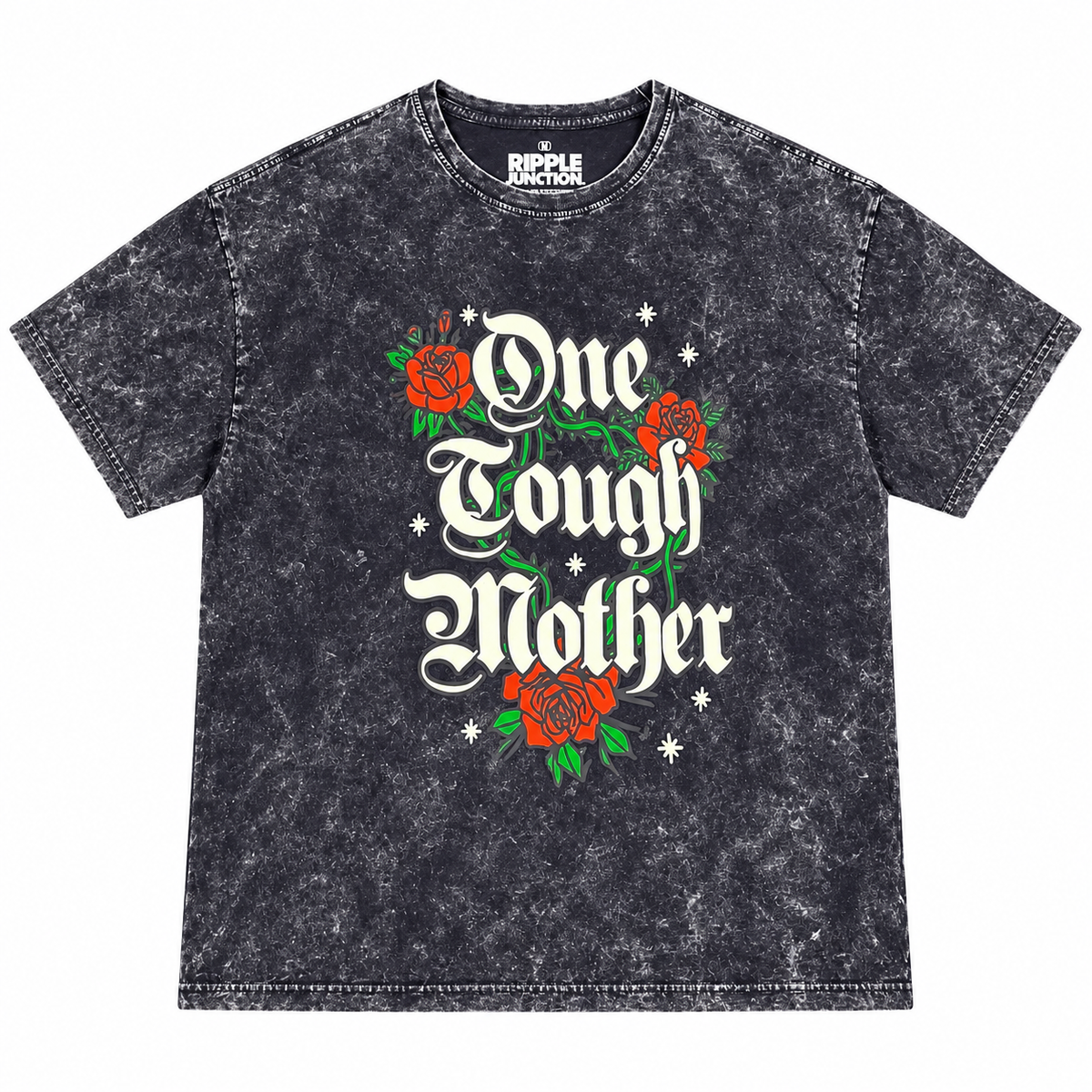 TOUGH MOTHER ROSES T-SHIRT WASHED BLACK