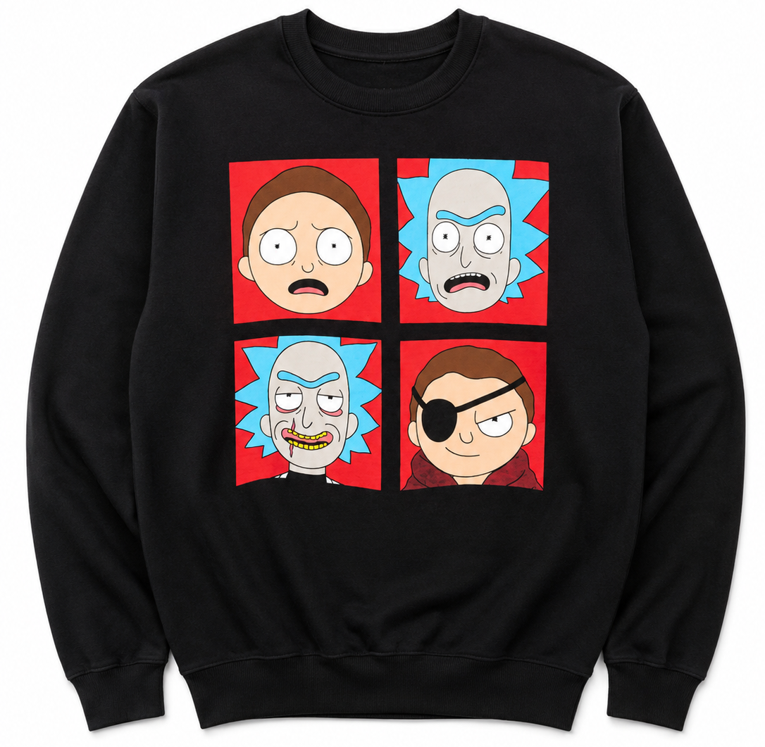 RICK AND MORTY IMMORTAL FOUR UP CREWNECK BLACK
