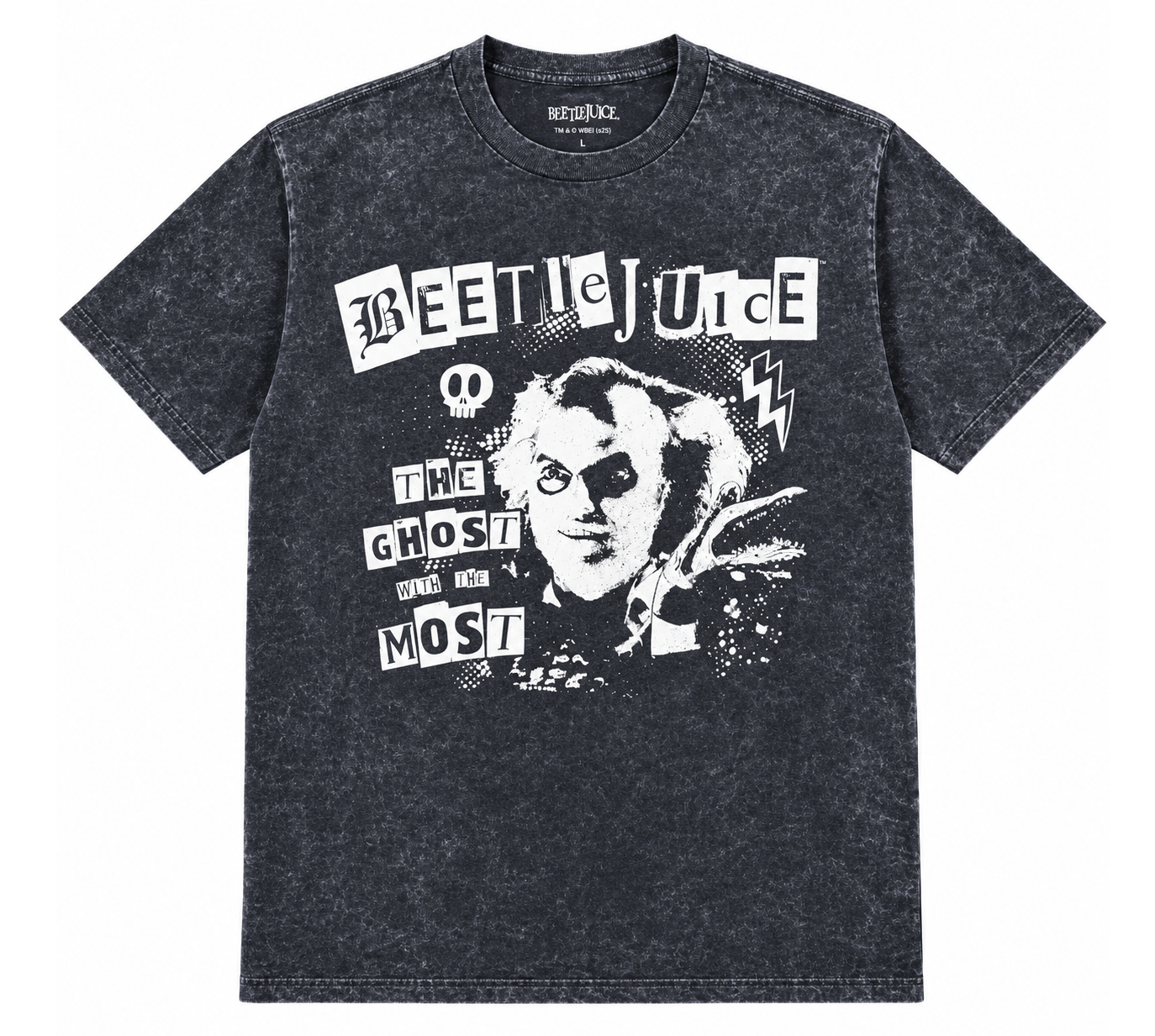 BEETLEJUICE PUNK T-SHIRT ACID WASH BLACK