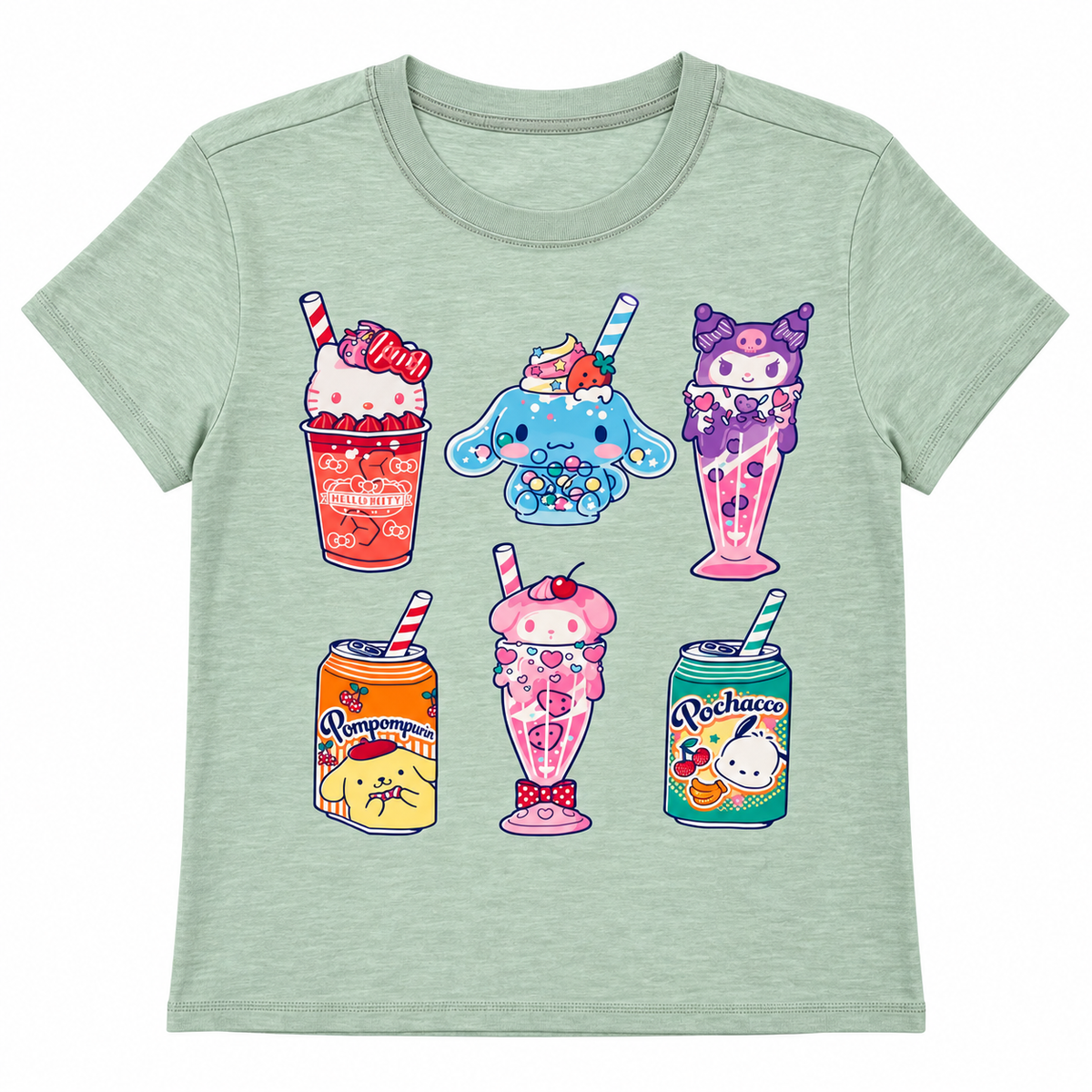 JUNIORS HELLO KITTY SODA POP T-SHIRT GREEN