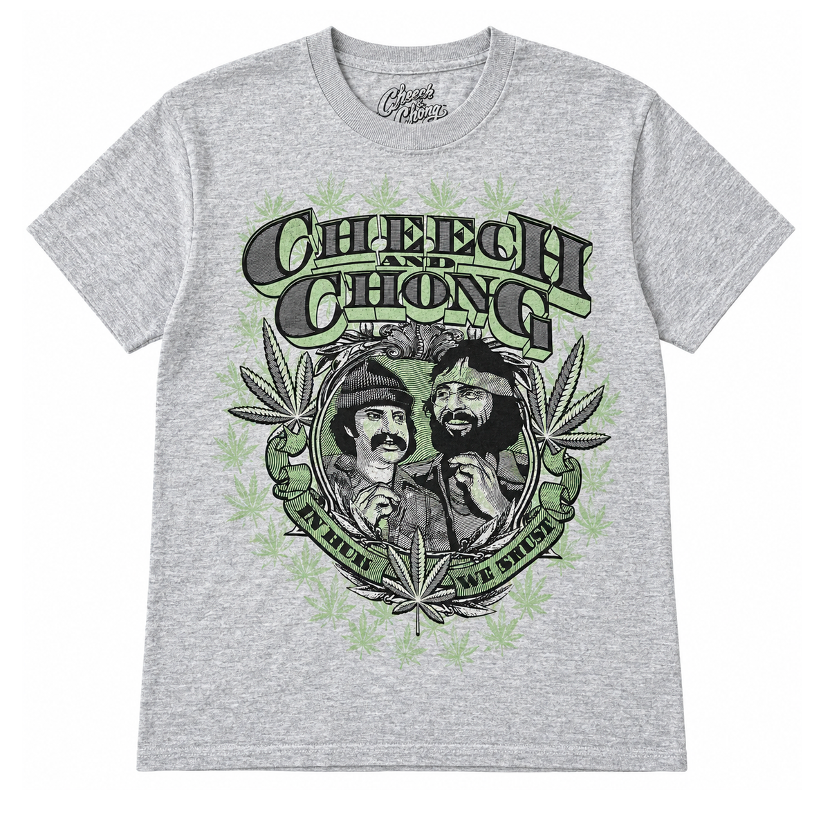 CHEECH & CHONG IN BUD WE TRUST T-SHIRT HEATHER GREY