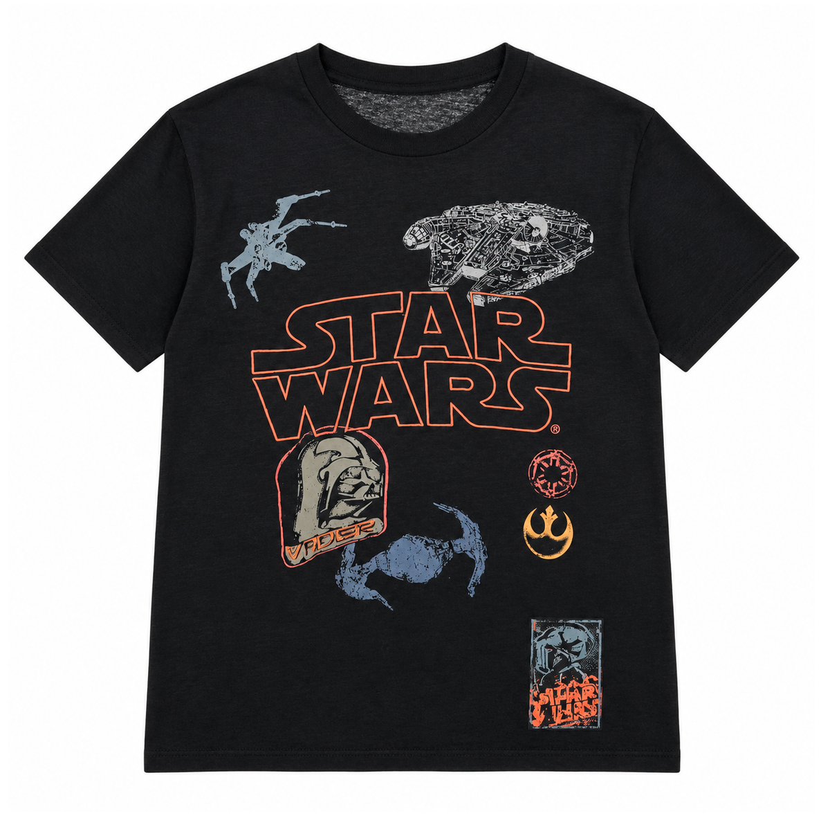 DISNEY STAR WARS EMBROIDERED VADER T-SHIRT BLACK