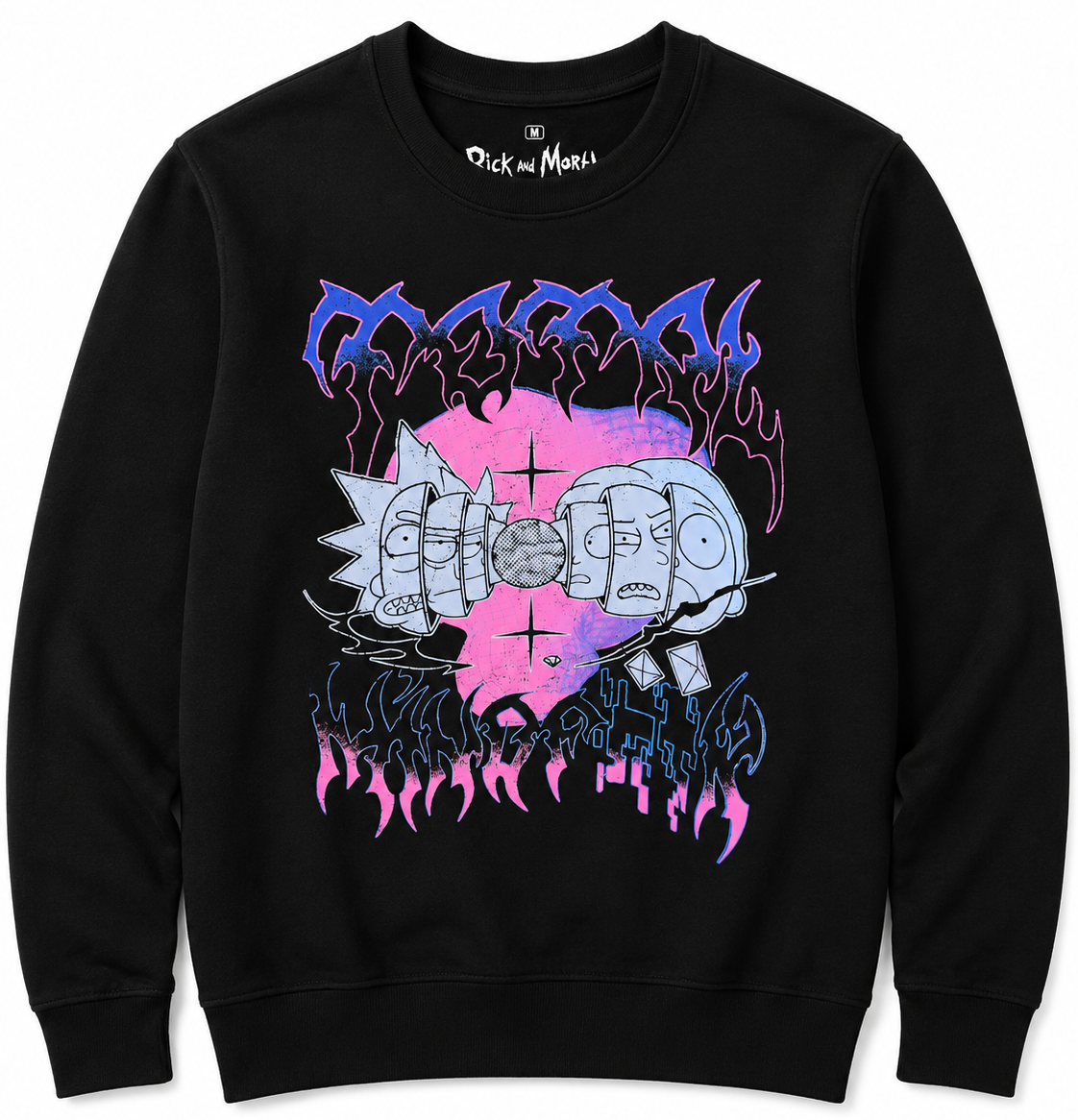 RICK AND MORTY MIND FUCK 90S RAVE CREWNECK BLACK