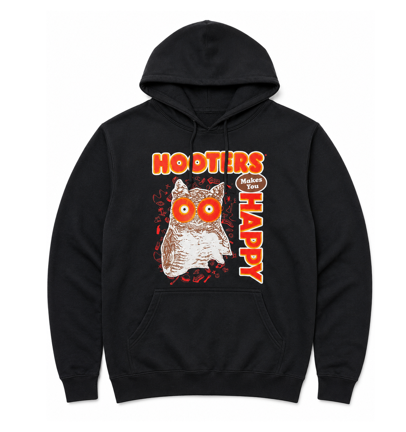 HOOTERS MAKES YOU HAPPY HOODIE BLACK