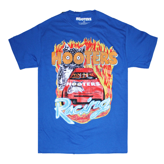HOOTERS RAICING FLAMES TEE BLUE