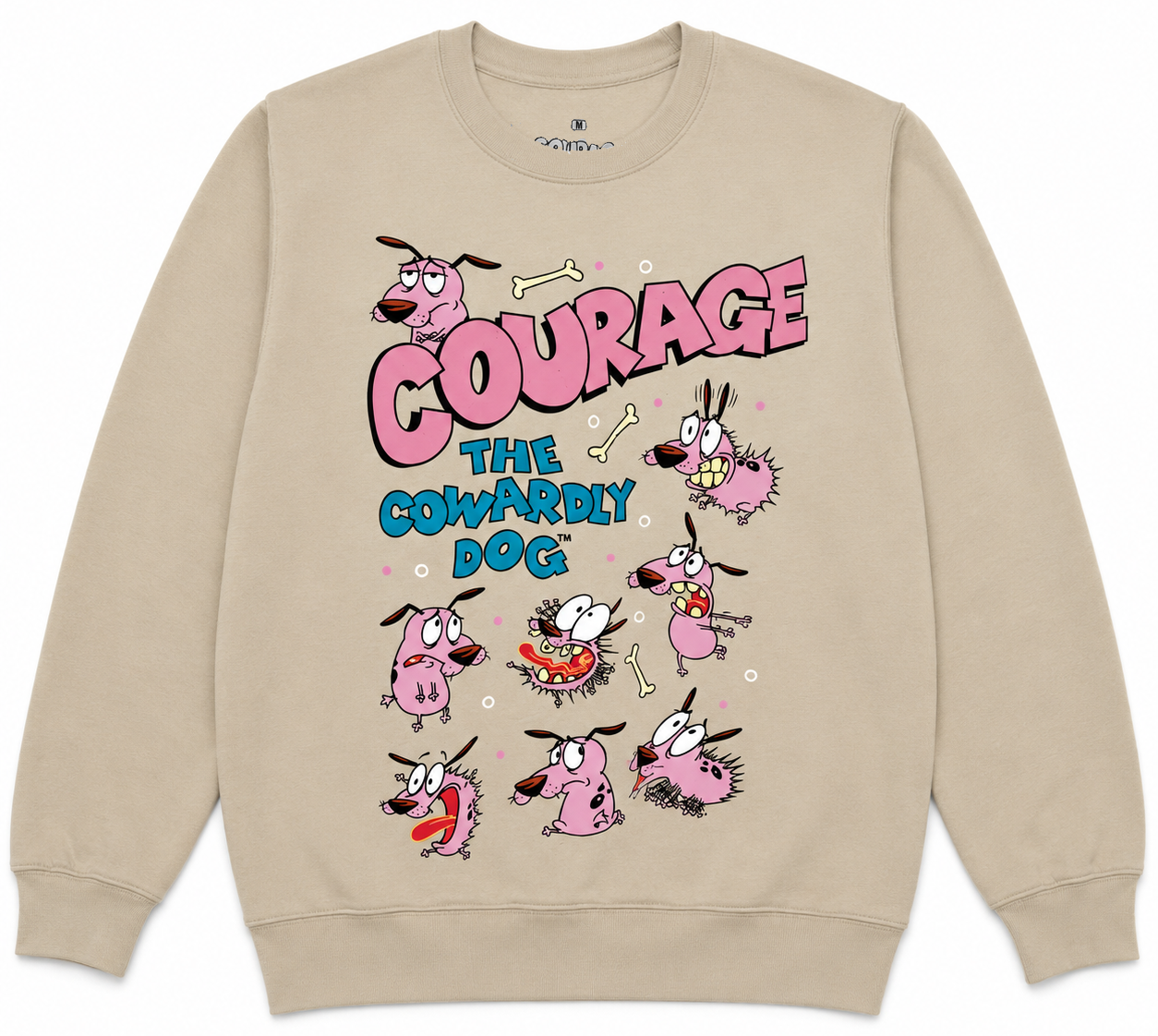 COURAGE THE COWARDLY DOG EMOTIONS CHART CREWNECK BEIGE