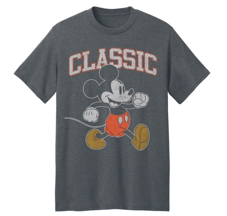 DISNEY CLASSIC MICKEY MOUSE T-SHIRT HEATHER CHARCOAL