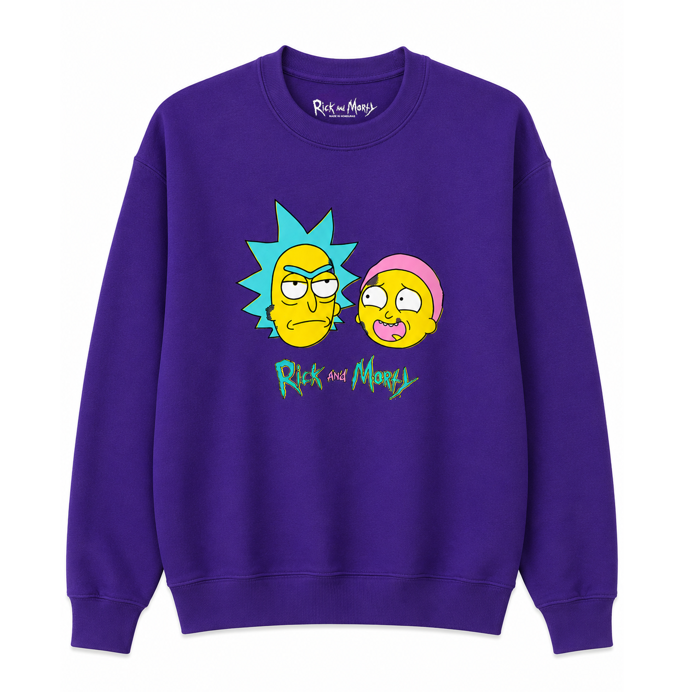 RICK AND MORTY NEON MISPRINT CREWNECK PURPLE