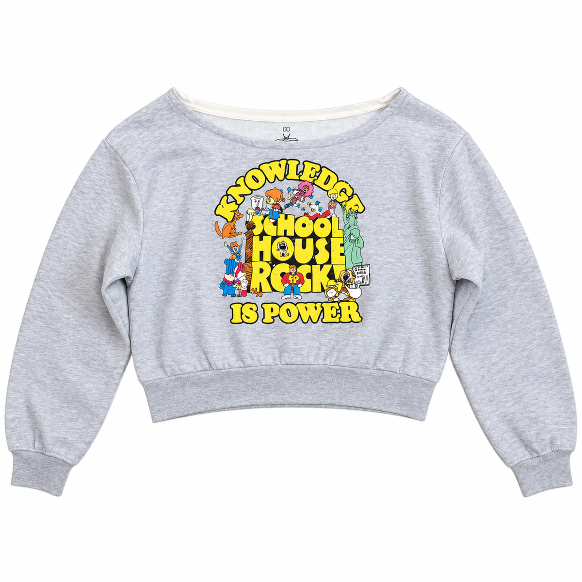 JUNIORS SCHOOLHOUSE ROCK CROPPED L/S HEATHER GREY