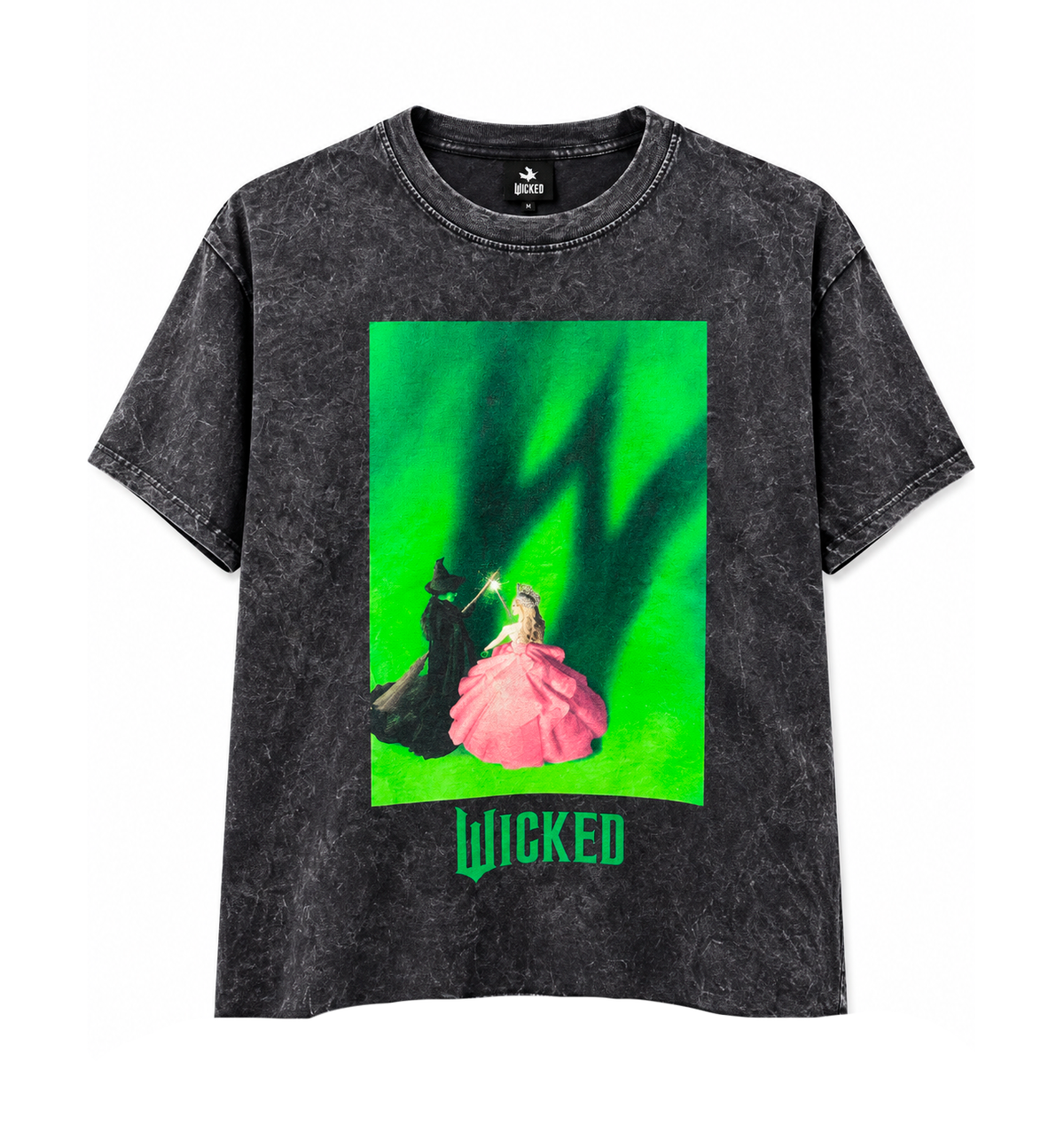 JUNIORS WICKED POSTER T-SHIRT ACID WASH BLACK