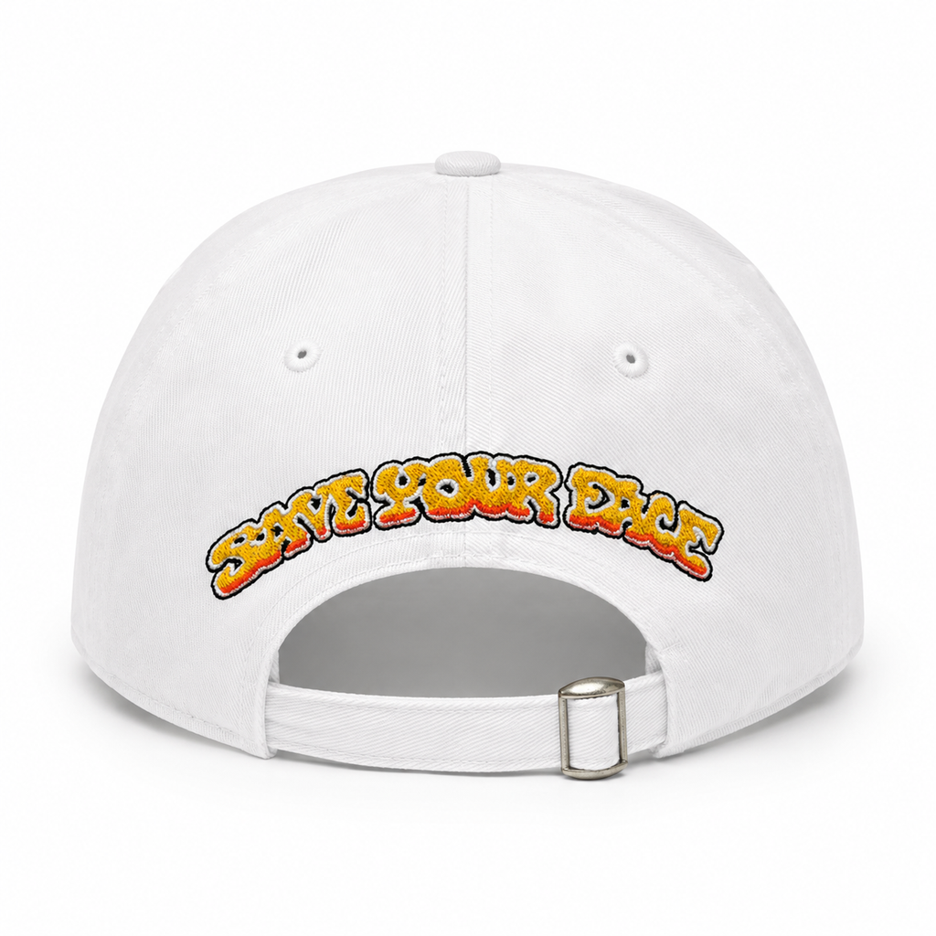 GRINING SKULL WITH ROSES STRAPBACK HAT WHITE
