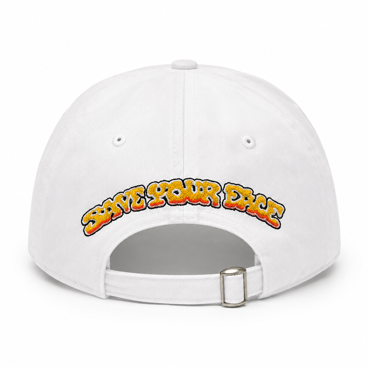 GRINING SKULL WITH ROSES STRAPBACK HAT WHITE