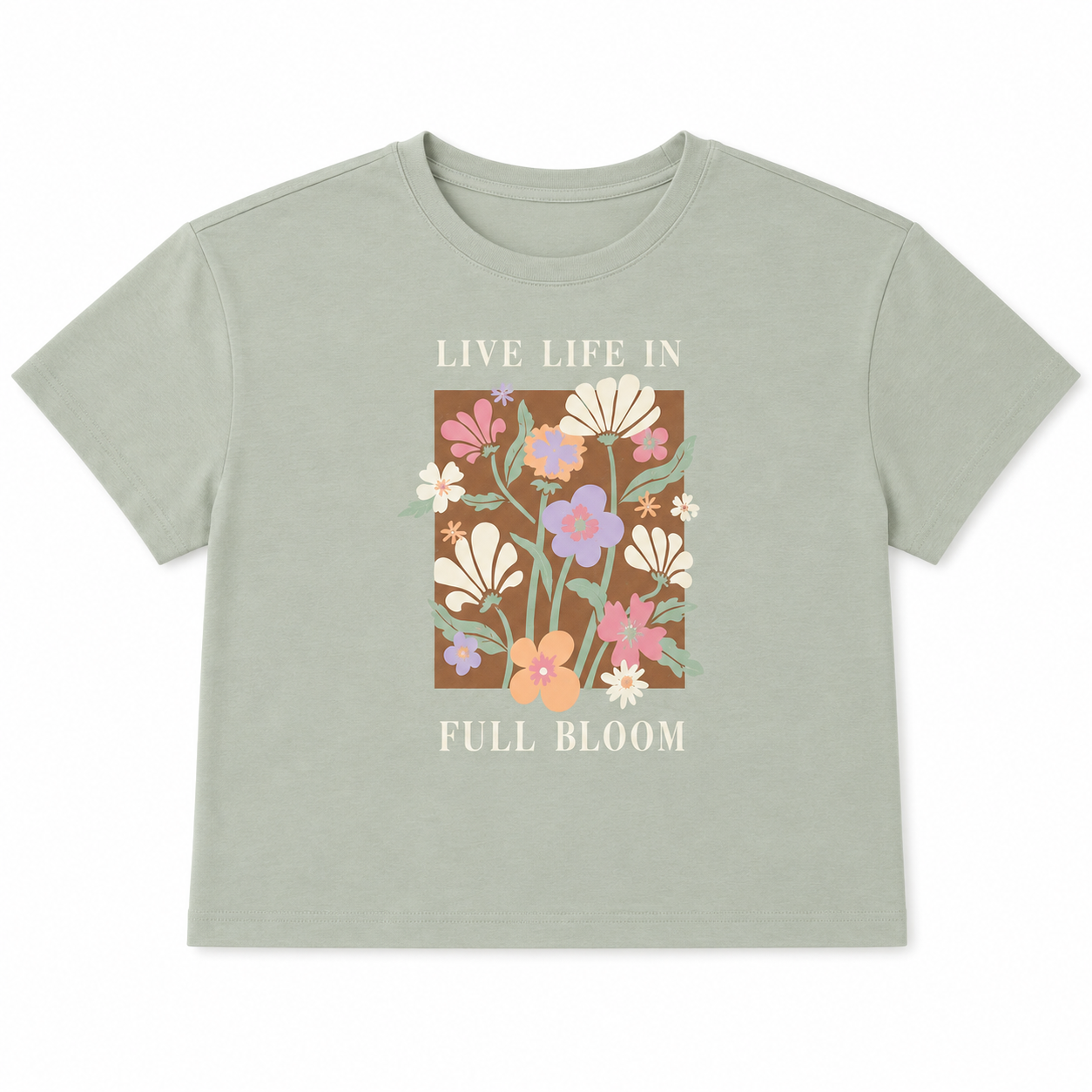 JUNIOR GIRLS GRAPHIC CROPPED T-SHIRT GREEN