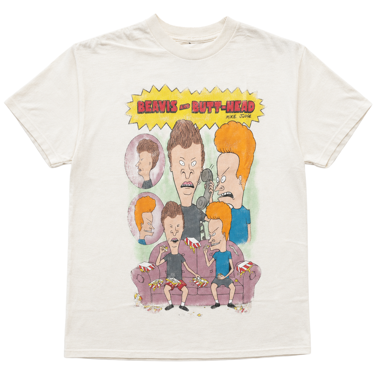 BEAVIS & BUTTHEAD CHARACTERS T-SHIRT CREAM U7AS2047