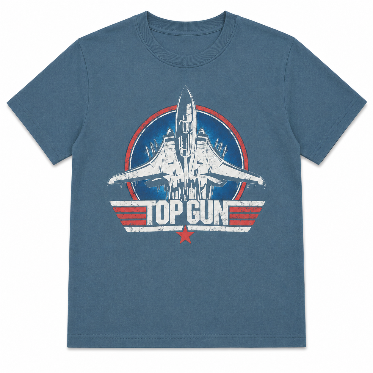 JUNIOR GIRLS TOP GUN MOVIE LOGO T-SHIRT HTR INDIGO