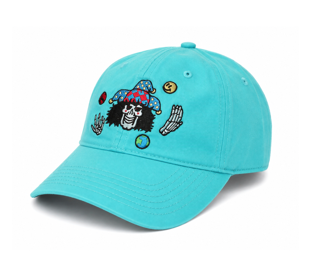 JESTER SKULL EMOJI STRAPBACK HAT TEAL