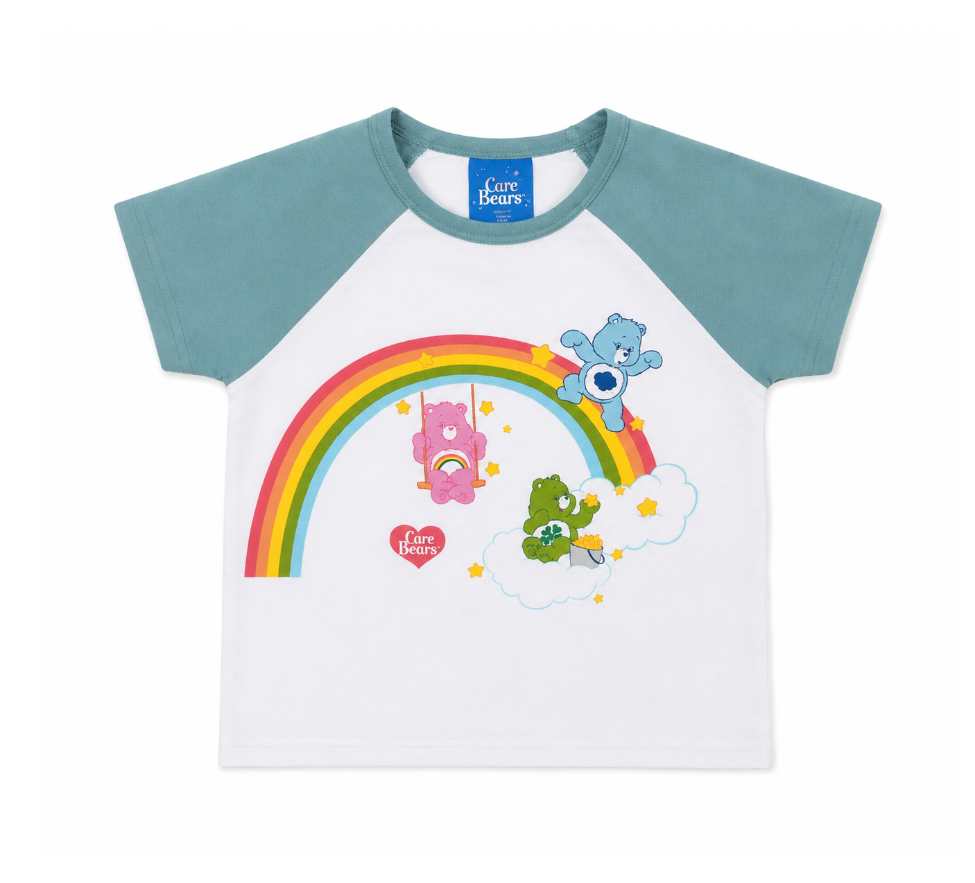 YOUTH GIRLS CAREBEARS RAGLAN T-SHIRT WHITE/BLUE
