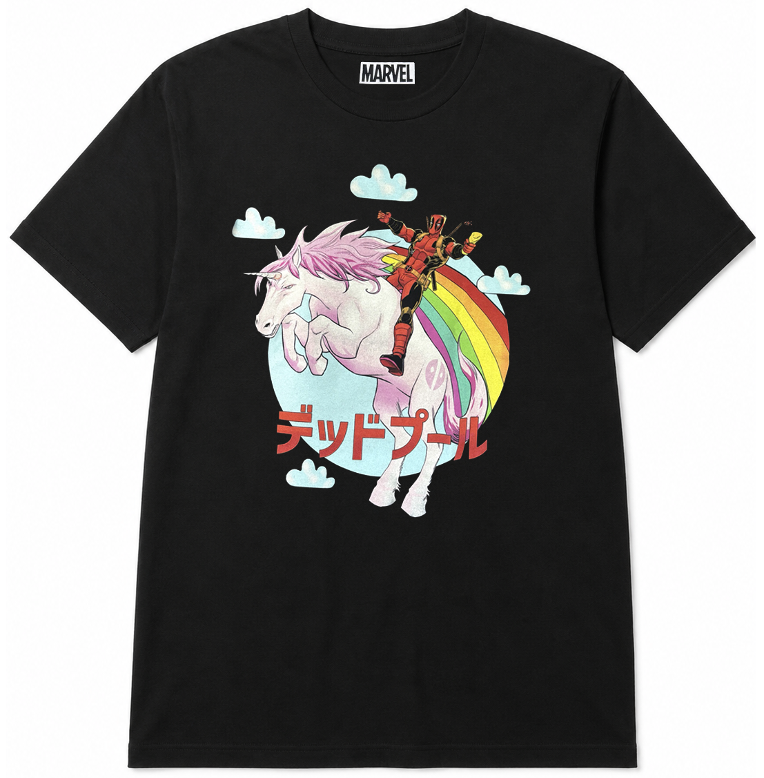 MARVEL DEADPOOL UNICORN T-SHIRT BLACK