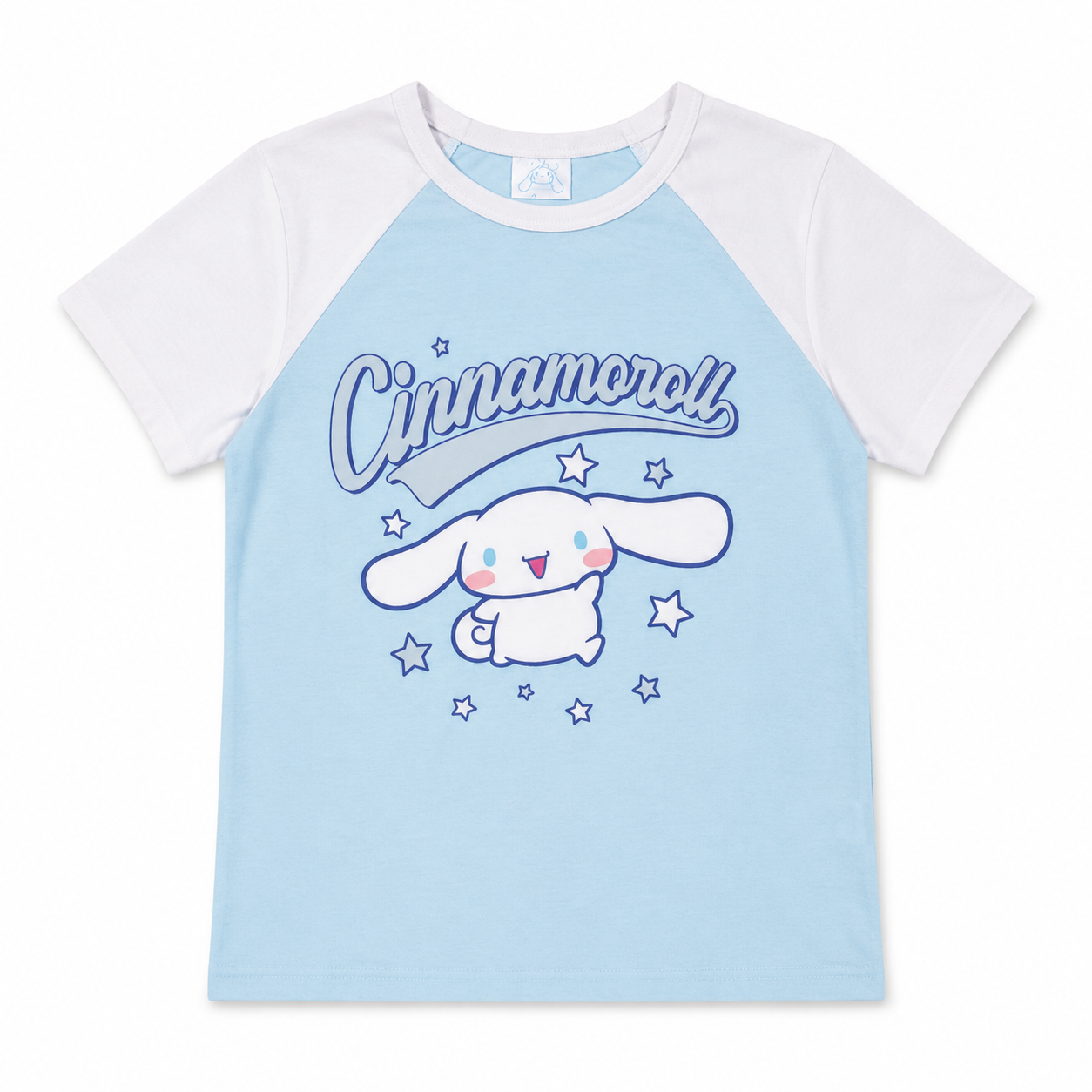 JUNIOR GIRLS CINNAMOROLL RAGLAN T-SHIRT WHITE/BLUE