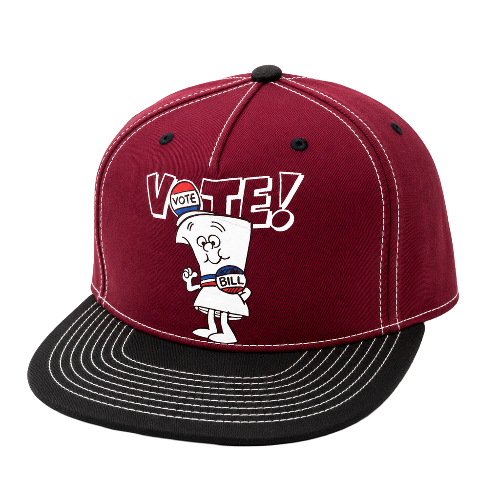 SCHOOLHOUSE ROCK LETTER VOTE SNAPBACK HAT BURGUNDY/BLACK